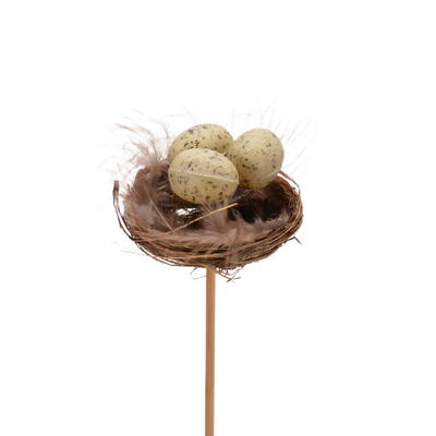 Dekostecker Nest, Nest mit Eier zum Stecken, Blumenstecker Nest, Stecker Vogelnest, Osterdeko, Fr�hlingsdeko