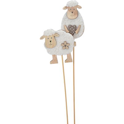 Dekostecker Schaf, Blumenstecker, Frühlingsdeko, Holzfigur, Schaf aus Holz zum Stecken