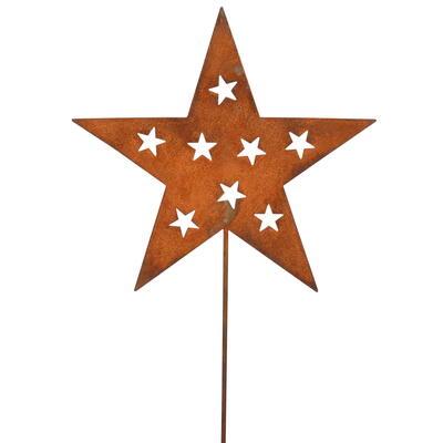 3x Sterne offen 43-46cm Edelrost Rost Metall Stecker Gartendeko Weihnachtsdeko 