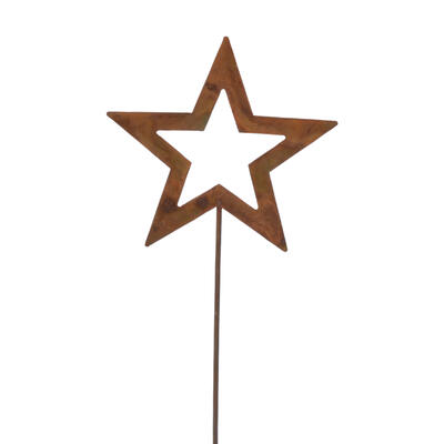 Dekostecker Stern aus Metall, Roststecker, Weihnachtsdeko, Rostdeko, Edelrost, Stern zum Stecken