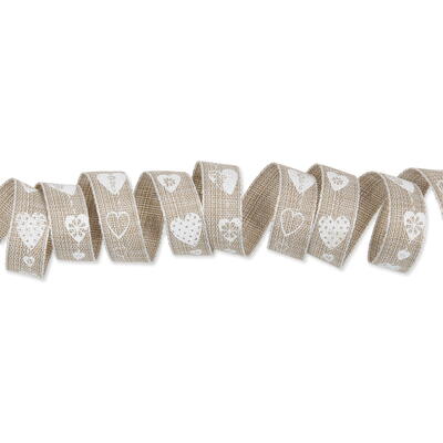 Druckband Herzen, Schleifenband, Geschenkband, Leinenband, Dekoband, Herz-Band