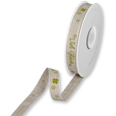 Druckband Viel Glck, Schleifenband, Geschenkband, Leinenband, Glckwunschband, Dekoband