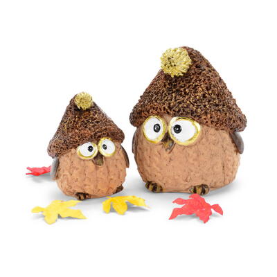 Eule mit Mtze, Dekofigur Eule, Winterdeko, Herbstdeko, Weihnachtsdeko