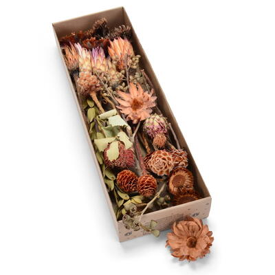 Exoten-Sortiment natur, Grabgestecke, Grabschmuck, Allerheiligengestecke, Trauerfloristik, Trockenblumen