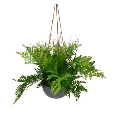 Farn in Kunststoffschale, Kunstpflanze, Blumenampel, knstliche Blume, getopftes Farn