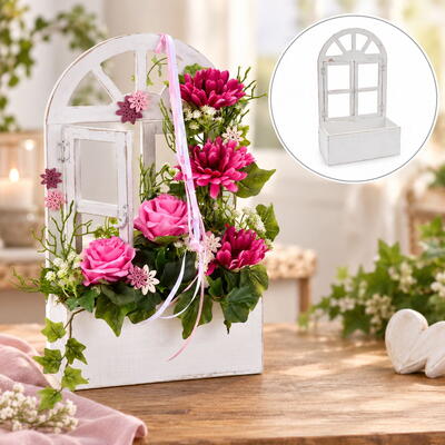Fenster mit Pflanzkasten, Deko-Fenster zum Bepflanzen, Pflanz-Fenster, Holzfenster mit Kiste, Wanddeko Fenster, Deko-Fensterr