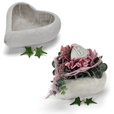Fibre-Clay Herztopf, Pflanzgef Herz, Herz zum Bepflanzen, Pflanzherz, Grabschmuck, Dekoherz