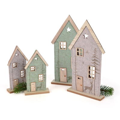 Filz-Haus auf Holzfu, Dekohaus, Winterdeko, Filzhaus