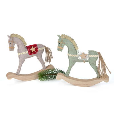 Filz-Schaukelpferd, Weihnachtsdeko, Schaukelpferd stehend, Stoffpferd, Pferd Deko