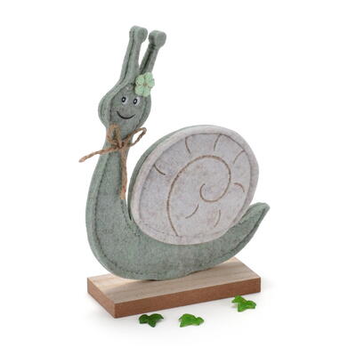 Filz-Schnecke auf Holzfu, Dekoschnecke, Frhlingsdeko, Aufsteller Schnecke, Schnecke Deko, Filzschnecke