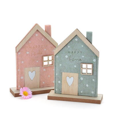 Filzhaus, Dekohaus, Frhlingsdeko, Haus Happy Home, Holz-Filz-Haus 