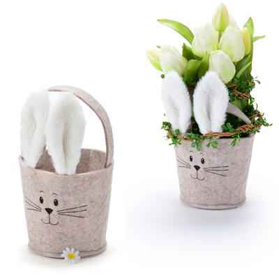 Filzkorb Hase, Hasenkorb, Osterdeko, Ostertopf, Dekotopf Osterhase, Filzhasen-Topf