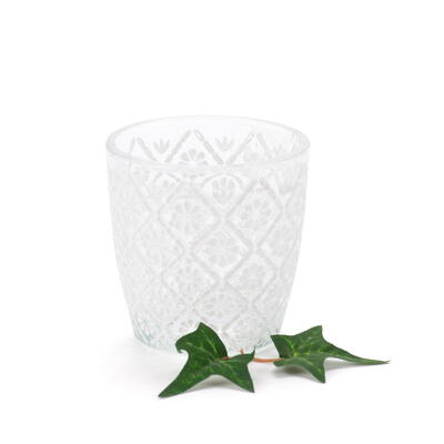 Glas mit Blmchendekor, Deko-Glas, Dekoglas, Tischdeko, Windlicht, Kerzenglas, Teelichtglas