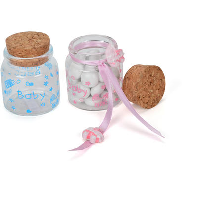 Glas mit Korkverschlu Baby, Gastgeschenk Taufe, Giveaway Geburt