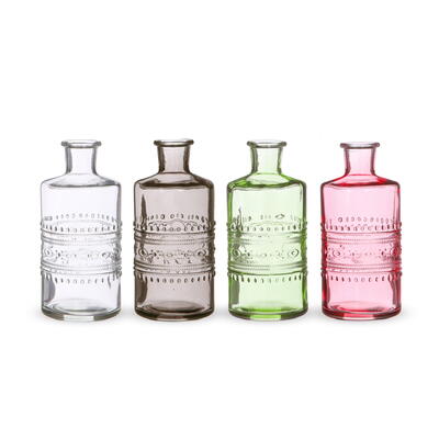 Glasflasche Porto mit strukturierter Oberflche, Glasvase, Blumevase, Glasgef, Kerzenhalter, Kerzenstnder