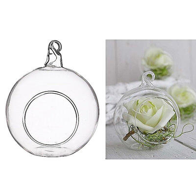 Glaskugel f�r Teelicht, Glaskugel mit �ffnung, Dekoglas, Baumschmuck, Dekokugel, Kugel mit Loch, Glaskugel zum Bef�llen
