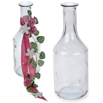 Glasvase Flasche grau, Vase, Blumenvase