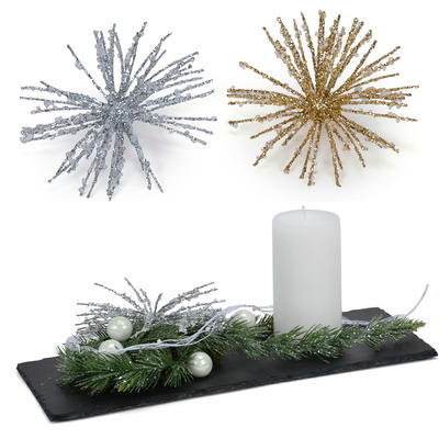 Glitter-Blume mit Clip, Kunstblume