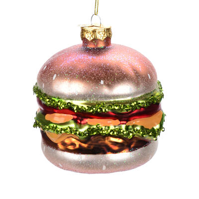 Hamburger Baumschmuck, Christbaumschmuck, witziger Baumschmuck, Hamburger aus Glas zum Hngen