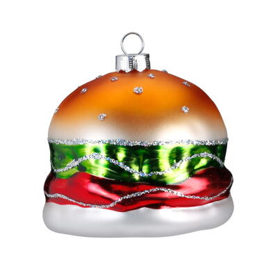 Hamburger, Baumschmuck, Weihnachtsdeko, Christbaumschmuck aus Glas, Christbaumschmuck