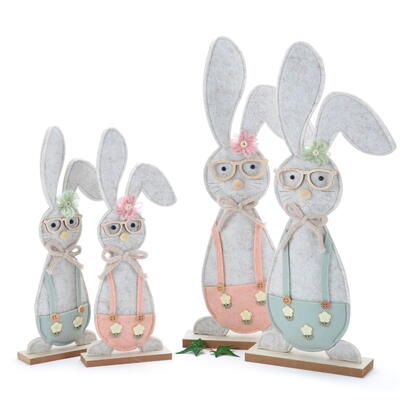 Hase Almerino mit Brille, Osterhase, Osterdeko, Dekohase, Filzhase, Hasenfigur Ostern, Hase mit Brille aus Filz