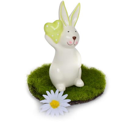 Hase Lucky mit Herz aus Porzellan, Porzellanhase, Dekohase, Osterhase, Osterdeko, Dekofigur Hase