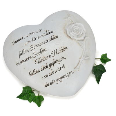 Herz mit Spruch und Rose, Grabschmuck, Trauerfloristik