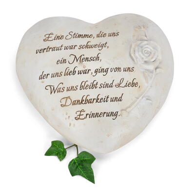 Herz mit Spruch und Rose, Trauerherz, Grabschmuck, Trauerfloristik