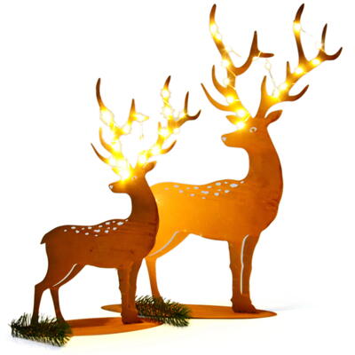 Hirsch Finn aus Metall mit LED Rost, Metall-Hirsch, Deko-Hirsch, Weihnachtsdeko, beleuchteter Hirsch, Rost-Deko, Edelrost