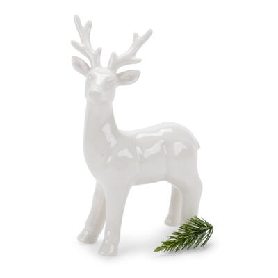Hirsch Wallis Porzellan wei, Dekofigur Hirsch, Porzellanhirsch, Deko-Hirsch, Elch , Winterdeko, Weihnachtsdeko