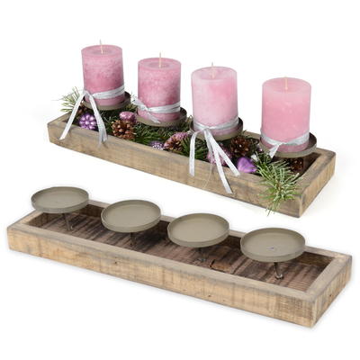 Holz-Kerzenteller braun, Kerzenhalter, Kerzenstnder