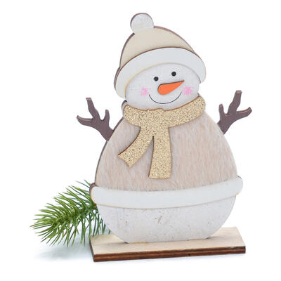 Holz-Schneemann, Winterdeko, Schneemann Figur, Dekofigur Winter