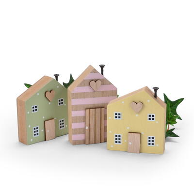 Holzhaus-Set, Dekoh�user, Tischaufsteller Haus, Holzh�uschen Deko, Deko-Haus