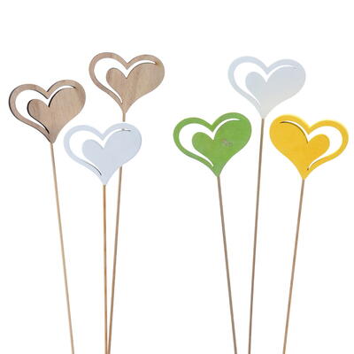 Holzherz am Stab, Stecker Herz, Herzstecker, Dekostecker Herz, Herzdeko, Holzherz, Herz am Stab 