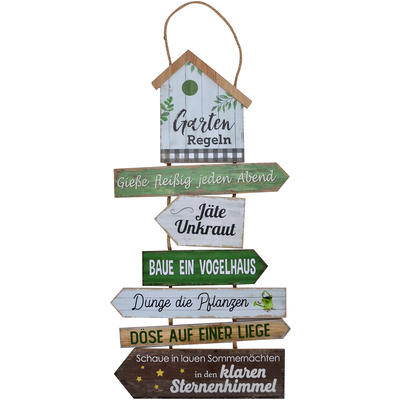 Holzschild Gartenregeln, Dekoschild, Schild zum Hngen, Gartenschild