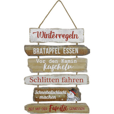 Holzschild Winterregeln