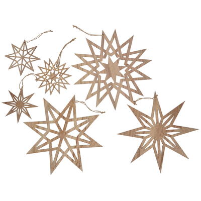 Holzsterne zum Hängen, Dekohänger Stern aus Holz, Weihnachtsdeko, Fensterhänger Stern, Holz-Stern