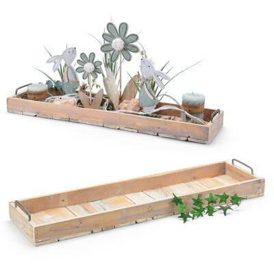 Holztablett mit Metallgriffen, Tablett, Holz-Tablett, Deko-Tablett, Dekotablett