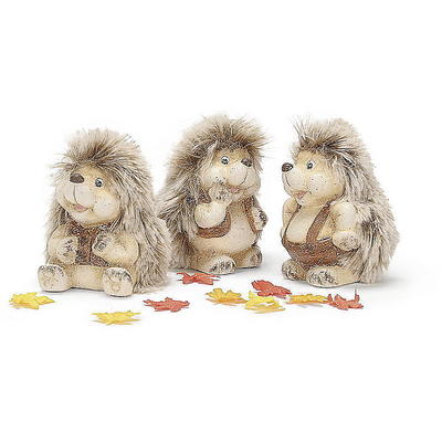 Igel mit Fell Keramik, Deko Figur, Herbstdeko