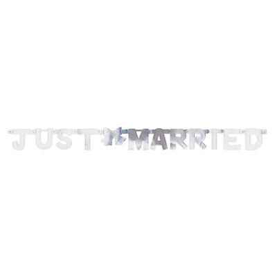 Just Married - Mini-Banner, 1,3 m, Party Deko, Hochzeit, Hochzeitsdekorationen, Dekorationen zur Hochzeit
