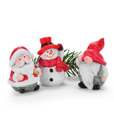 Keramik-Winterfiguren-Set, Keramik-Schneemann, Keramik-Nikolaus, Winterfiguren aus Keramik, Dekofiguren, Winterdeko