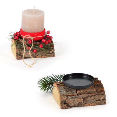 Kerzenhalter, Kerzenhalter aus Pappelholz, Kerzenhalter aus Holz, Kerzenhalter fr Stumpenkerzen