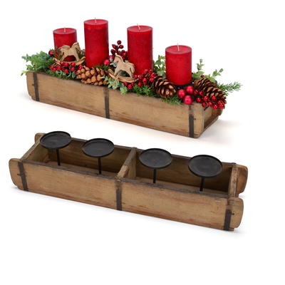 Kerzenhalter Ziegelform Holz natur, Kerzenständer, Adventskranz, Advent, Holzdeko