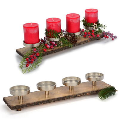 Kerzenhalter Adventskranz Teelichthalter Holz Metall Weihnachten Deko Advent 