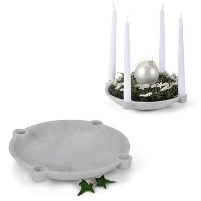 Kerzenteller aus Zement fr Stab-/Spitzkerzen, Adventsteller, Adventskranz, Adventsdeko