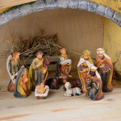 Krippenfiguren-Set in Holzoptik, moderne Figuren fr Krippe, Figuren-Set fr Krippe, Weihnachtskrippe, Weihnachtsdeko, Krippe