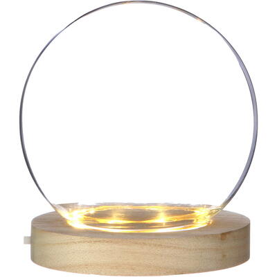 Kugelglas mit LED auf Holzfuß