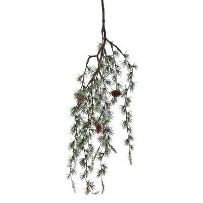 L�rchenzweig, Tannenzweig, Zweig mit Zapfen, k�nstlicher Tannenzweig, beschneiter Zweig Winterdeko, Weihnachtsdeko