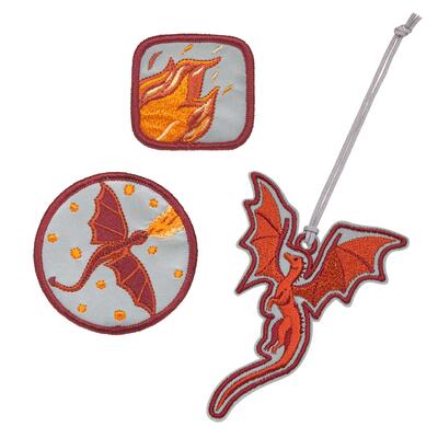 Lssig School Patches-Set, 3-teilig, 2 Patches + 1 Anhnger, Dragon