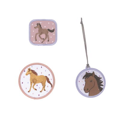 Lssig School Patches-Set, 3-teilig, 2 Patches + 1 Anhnger, Horse